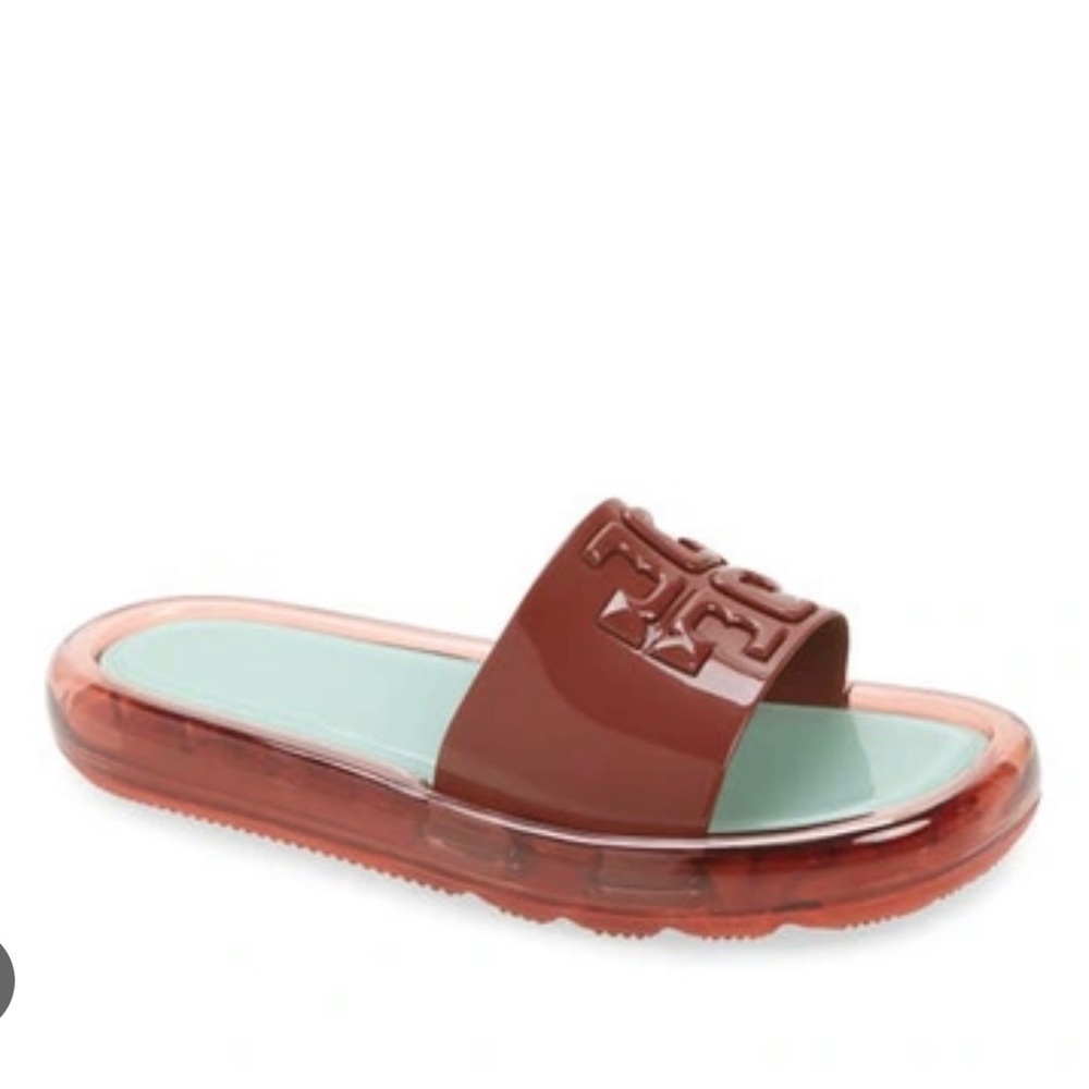 Tory Burch Women’s Size 11- Bubble Jelly Slide Sandal In Burnt Henna / Seaglass